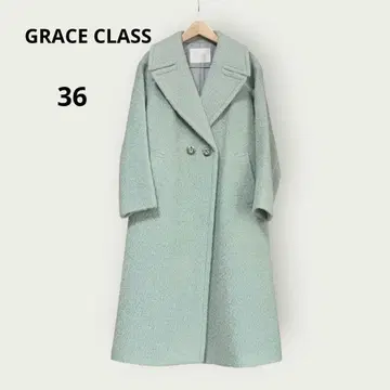 새상품급 GRACE CLASS 알파카 모헤어 혼방 샤기 빅 칼라 코트