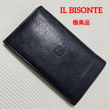 컨디션 최상 IL BISONTE 일비종떼 가죽 접이식 지갑 다크 네이비