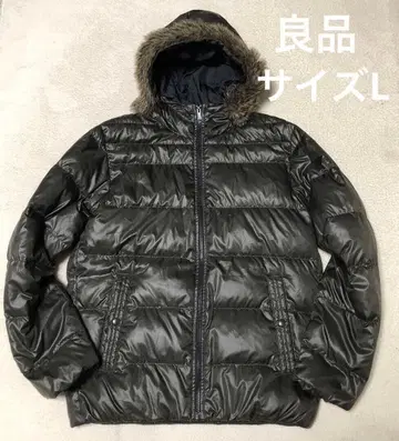 00s 올드 유니클로 y2k 다운 자켓 퍼 후드 올리브