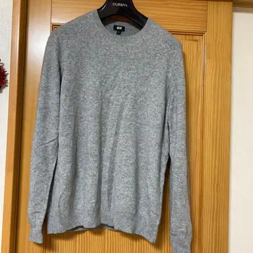 남성용 UNIQLO 캐시미어 스웨터 그레이 니트 스웨터 XL