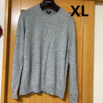 남성용 UNIQLO 캐시미어 스웨터 그레이 니트 스웨터 XL