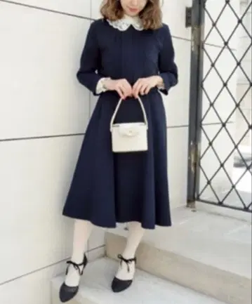 an another angelus 레이스 카라 자켓 포함 원피스