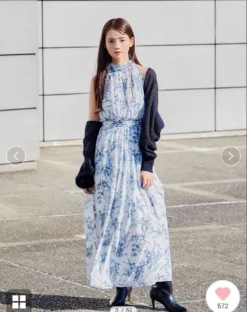 SNIDEL 암슬리브 원피스 x 볼레로 가디건 세트