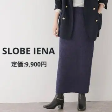 SLOBE IENA 몰 리브 니트 스커트 네이비