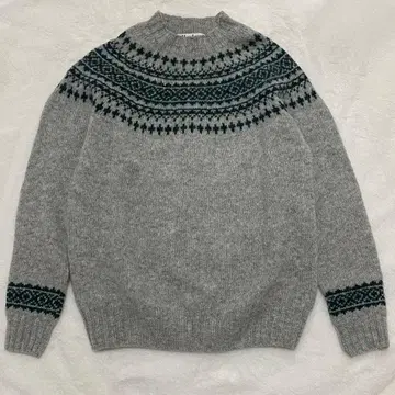 할리 오브 스코틀랜드 노르딕 무늬 니트 크루넥 그레이 36 S