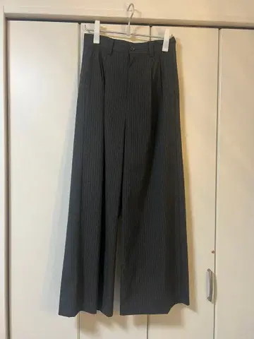 SINSS 그레이 스트라이프 와이드 팬츠