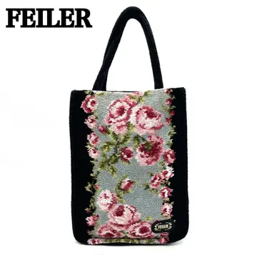 FEILER 페이러 꽃무늬 자수 블랙 토트백 핸드백