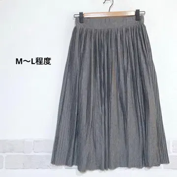 니트지 플리츠 롱 스커트 안감 부착 허리 뒷부분 밴딩 기본 코디i963