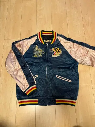 HOUSTO 스카잔 토요 아메카지 자수 새틴 자켓 밀리터리