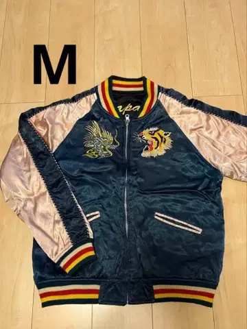 HOUSTO 스카잔 동양 아메카지 자수 새틴 자켓 리버서블