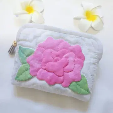 로즈 아플리케 파우치 * 캐시 나카지마 하와이안 퀼트 패치워크 퀼트
