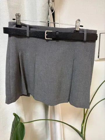 그레이 플리츠 스커트 S 사이즈 벨트 포함
