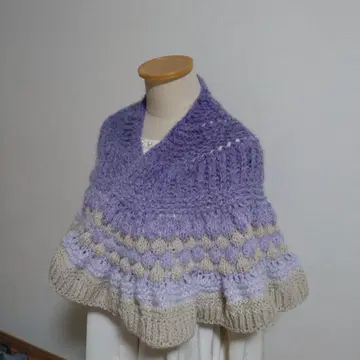 라벤더 그라데이션 니트 숄 케이프