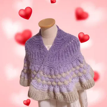 라벤더 그라데이션 니트 숄 케이프