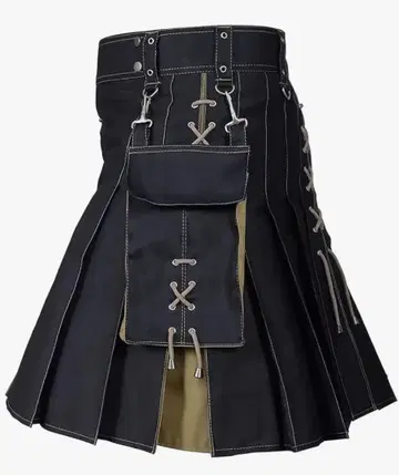 [컨디션 최상] 블랙 플리츠 스커트 남성용 (빅 사이즈 여성용)