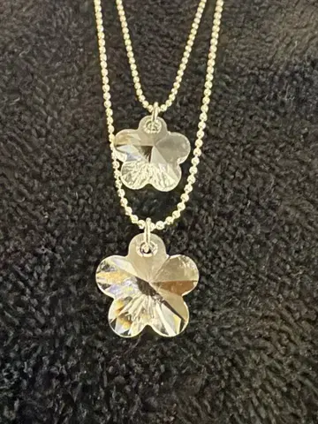 [ 키타이치 유리 ] 플라워 모티브 크리스탈 목걸이 2레인