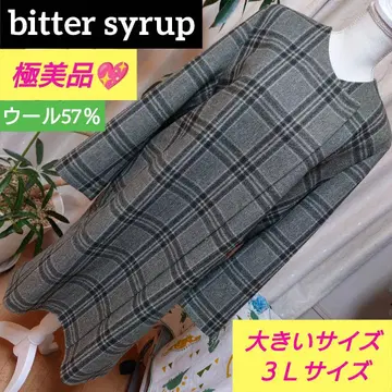 컨디션 최상 bitter syrup 체크 무늬 울 코트 3L 빅 사이즈