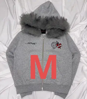 9090 Ed Hardy 90 Logo Fur Zip Hoodie