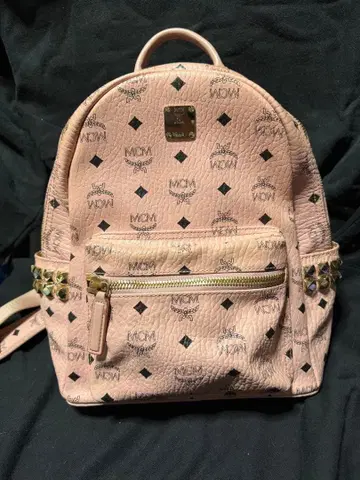 MCM 핑크 로고 백팩