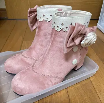 벨시크 로즈 리본 숏부츠 핑크 리본 x 레이스 히메 스타일 양산형