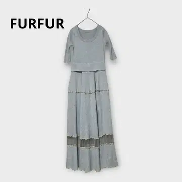 새상품급! FURFUR 퍼퍼 리브 니트 롱 원피스 멜로우 스카이블루 F