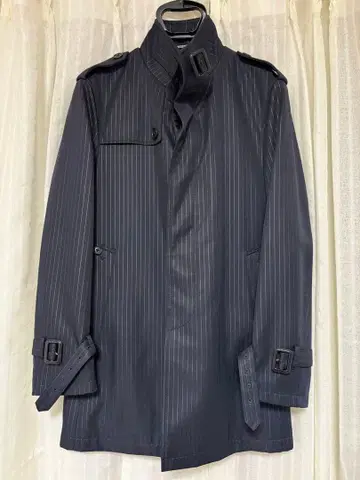 타카큐 네이비 스트라이프 트렌치코트 S