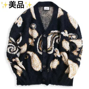 CIAO 모헤어 터치 페이즐리 무늬 니트 가디건 와이드 실루엣