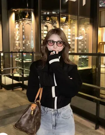 DIANTE 악센트 컬러 니트 도킹 블루종