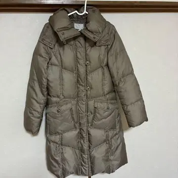 화이트 그레이 롱 후드 다운 자켓