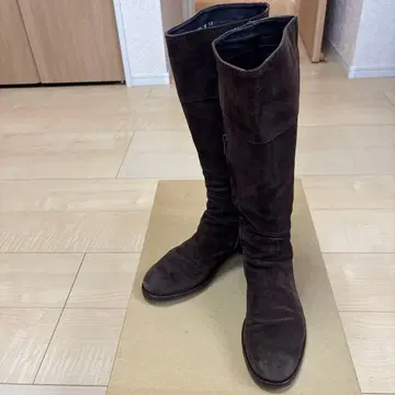 다크 브라운 스웨이드 롱 부츠