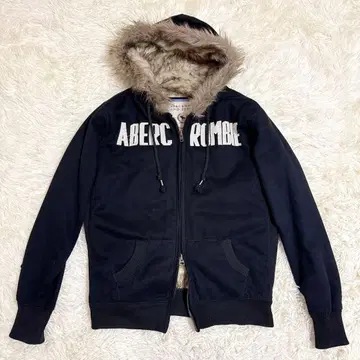 레어 Abercrombie&fitch 후드 부착 퍼 후드티 y2k XL
