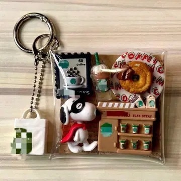 가챠 파우치 브라운 레드 카페 PEANUTS