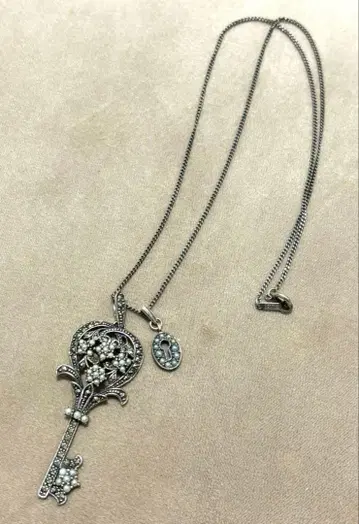 [록산] 실버 펄&마카사이트 열쇠 펜던트 실버 925 목걸이