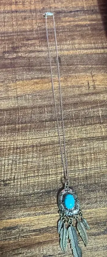 터콰이즈 페더 장식 목걸이 실버 925
