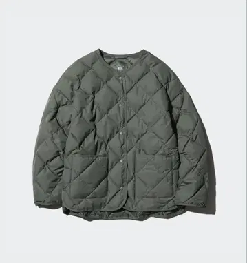 유니클로 퍼프 테크 릴랙스 자켓 퀼팅 올리브 카키 XXL