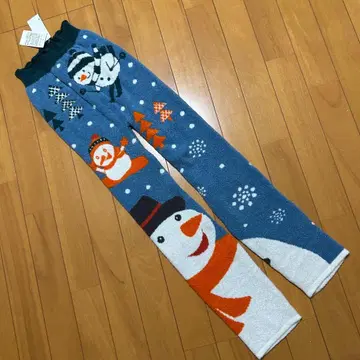 와코루 모 팬츠 M-L 새상품 따뜻한 하의 스노우맨 발목 길이