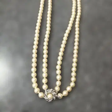 SILVER 각인 2연 펄 목걸이 액세서리 입학식 졸업 축