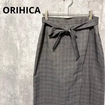 ORIHICA Rhyme 글렌체크 랩 타이트 스커트 깔끔하고 고급스러운