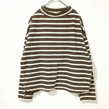 차일드우먼 브라운/화이트 스트라이프 긴팔 상의 티셔츠 F