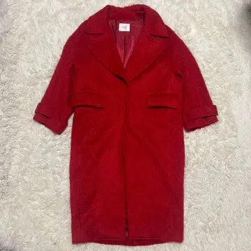 안도 유미 착용 AMERI 아메리 2way 샤기 롱 코트 레드 F