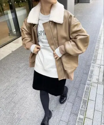 Spick&Span 에코 가죽 G-1 자켓 카멜 36