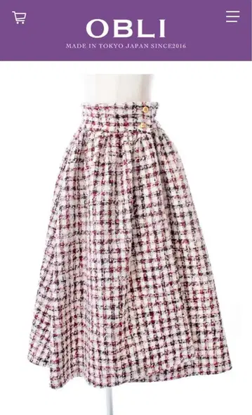 OBLI 트위드 랩스커트