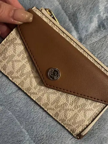 MICHAEL KORS 코인 케이스 베이지/브라운
