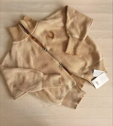 새상품 택 포함 클래식 엘프 더블 지퍼 리브 니트 루즈핏 자수