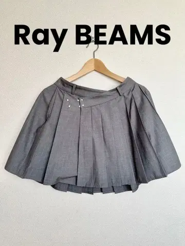 빔즈 레이빔즈 플리츠 스커트 사이즈 0 그레이 랩 스커트