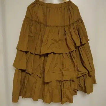 카멜 플레어 스커트 코튼