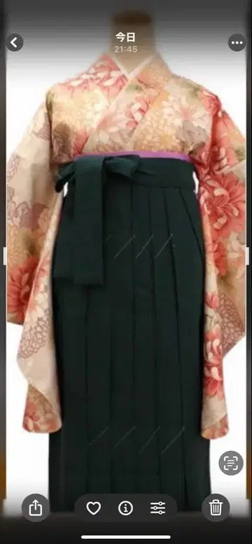 졸업식용 하카마 4세트 그린