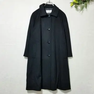 플라주 크루( M ) 블랙 캐시미어 100% 롱 코트 안감 있음