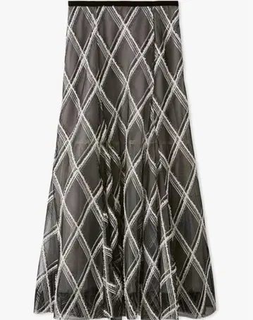 SNIDEL 자수 체크 샤샤 스커트