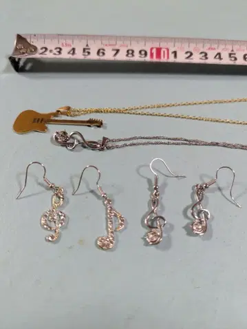 음표 디자인 귀걸이 5페어와 목걸이 세트